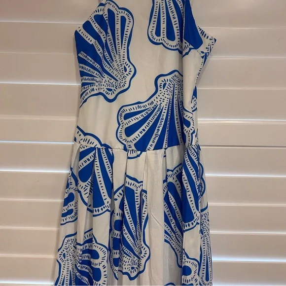 Vestidos Seashell Print Drop Waist Maxi Dress White Blue Size Small - Picture 6 of 7